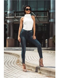 FreeStyle High-waisted Jeans with Zipper Blue