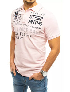 Ανδρικό μπλουζάκι πόλο με τύπωμα, ροζ Dstreet