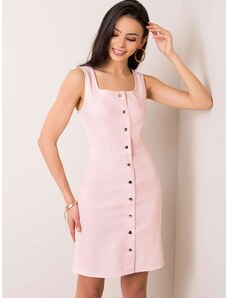 Fashionhunters Ανοιχτό ροζ βαμβακερό φόρεμα