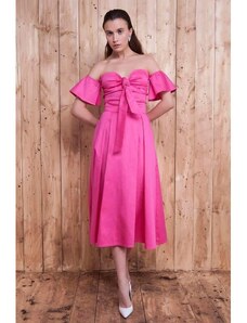 COSTURERAS Ροζ Φόρεμα Με Μανίκι Βολάν ΡΟΖ