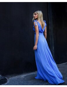 COSTURERAS Μπλε -Μωβ Μακρύ Φόρεμα Με Δέσιμο Στους Ώμους ΜΠΛΕ-ΜΩΒ