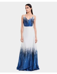 GMG Άσπρο -Μπλε Μακρύ Φόρεμα ΠΟΛΥΧΡΩΜΟ