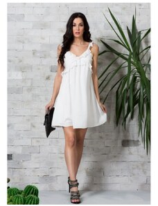 QUEGUAPA Μίνι Φόρεμα Άσπρο Με Βολάν ΑΣΠΡΟ