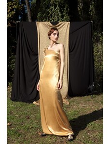 ELYSIAN Σατέν Χρυσό Φόρεμα Με Ένα Ώμο ΧΡΥΣΟ