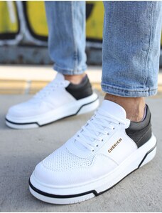 CHEKICH Ανδρικά λευκά δίσολα Sneakers με μαύρη διχρωμία CH075