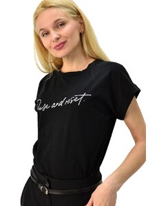 First Woman Γυναικείο T-shirt με τύπωμα pause and reset
