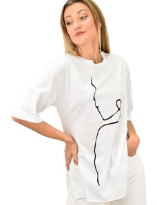 First Woman T-shirt με τύπωμα γυναικεία φιγούρα