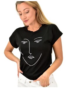 First Woman Γυναικείο T-shirt με τύπωμα πρόσωπο