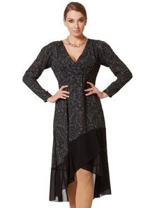 ANNA RAXEVSKY Φόρεμα μαύρο μακρυμάνικο, κρουαζέ D20207, Χρώμα Μαύρο, Μέγεθος S
