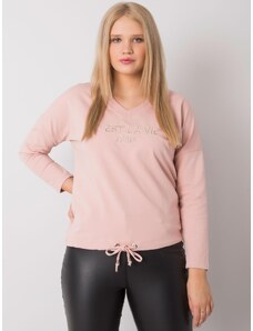 Fashionhunters Σκονισμένη ροζ oversized γυναικεία μπλούζα με επιγραφή