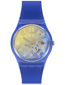 SWATCH Yellow Disco Fever GN278 Blue Silicone Strap