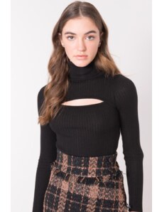 Fashionhunters Μαύρο ραβδωτό πουλόβερ με ζιβάγκο BSL
