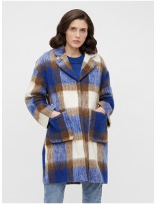 Καφέ-μπλε καρό παλτό με ανάμιξη μαλλιού . OBJECT Nina - Γυναίκες