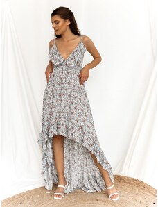 Forebelle Collection Φόρεμα Floral Ασύμμετρο Σιέλ - Claudette