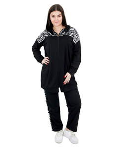 Francesca Fashion Φόρμα σύνολο black με ασημί σχέδιο animal MG-01025