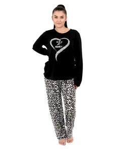 Francesca Fashion Πυτζάμα βαμβακερή black wild καρδιά MG-0102