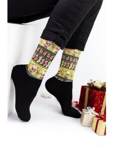 Unisex χριστουγεννιάτικες κάλτσες Trendy MERRY CHRISTMAS Βαμβακερές Μαύρο