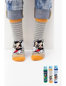 Παιδικές αντιολισθητικές κάλτσες για αγόρι Warner Bros MICKEY MOOD Βαμβακερές 3 ζευγάρια Ανοιχτό Γκρί