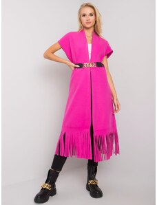 Fashionhunters Ροζ παλτό με κρόσσια Forl