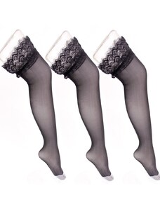 OEM Μαύρες ψηλές γυναικείες κάλτσες με δαντέλα 20DEN ,Νο 4-6 black