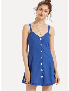 OEM Όμορφο κοντό φόρεμα με κουμπιά blue