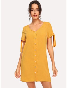 OEM Κίτρινο κοντό φόρεμα με κουμπιά yellow