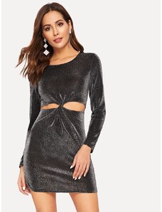 OEM Εντυπωσιακό κοντό φόρεμα με ιδιαίτερο κόψιμο στη μέση grey