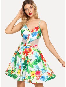 OEM Κοντό φλοράλ φόρεμα με ιδιαίτερο σχέδιο στη μέση floral