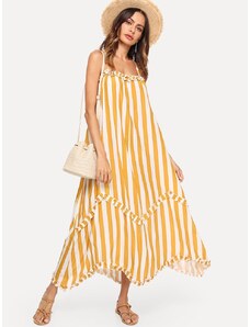 OEM Δροσερό μακρύ ριγέ φόρεμα yellow