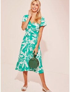 OEM Όμορφο casual φόρεμα με τροπικά μοτίβα green