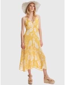 OEM Δροσερό μακρύ φόρεμα σε λευκό-κίτρινο και φλοράλ μοτίβα yellow