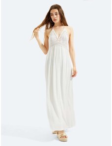 OEM Λευκό μακρύ φόρεμα με δαντελένιες λεπτομέρειες white