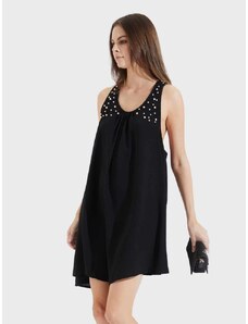 OEM Κομψό μαύρο κοντό φόρεμα με πέρλες black
