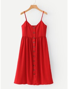 OEM Όμορφο κόκκινο κοντό φόρεμα με κουμπιά red