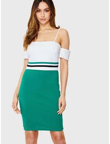 OEM Όμορφο λευκό-πράσινο κοντό φόρεμα με ρίγες green