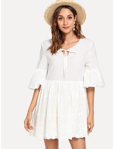 OEM Όμορφο λευκό κοντό φόρεμα με δέσιμο στο στήθος white