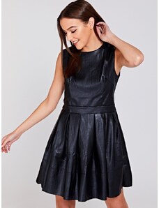 OEM Όμορφο μαύρο κοντό φόρεμα με δερμάτινη υφή black