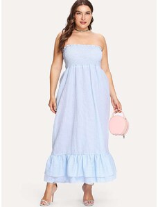 OEM Plus size, γαλάζιο stapless μακρύ φόρεμα light-blue