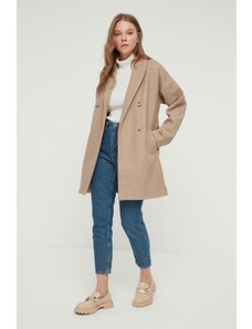Trendyol Μοντέρνο παλτό - Braun - Διπλό στήθος