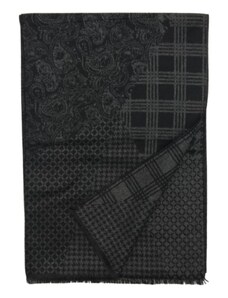 LIKEASTAR Ανδρικό κασκόλ-φουλάρι με συνδυασμό print - Μαύρο