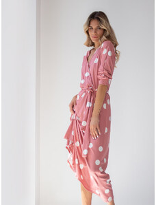 Sotris collection | Πουά κρουαζέ μάξι φόρεμα Ροζ