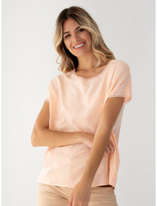 Mos Mosh | Φαρδιά κοντομάνικη μπλούζα με ρέλι πλεκτό Ροζ
