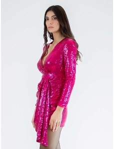 Sotris collection | Φόρεμα με παγιέτες και κορδέλα Ροζ