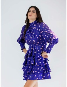 Sotris collection | Φόρεμα με στρώσεις βολάν και λουλούδια Μπλε