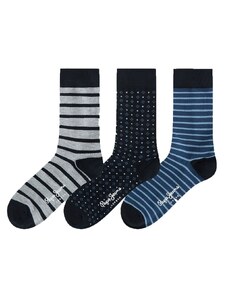 Pepe Jeans - Gift Socks AUDLEY - PMU10720 - 3PK Grey Marl/Navy Stripe/ Geo 0AA - Κάλτσες