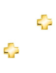 AMOR AMOR Σκουλαρίκια Από Ασήμι 925 Επιχρυσωμένο Με Σταυρό EX49202