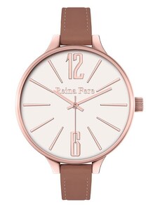 REINA FERE Rose Gold Brown Leather Strap 0712-43