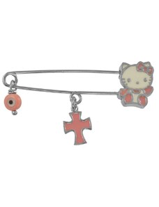 AMOR AMOR Παραμάνα Από Ασήμι 925 Επιπλατινωμένο Hello Kitty Με Ματάκι Και Σταυρό KO70478