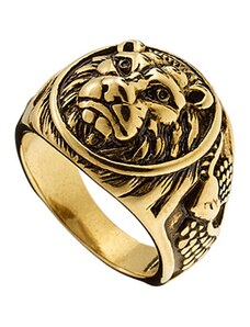 AMOR AMOR Δαχτυλίδι Από Ανοξείδωτο Ατσάλι Επιχρυσωμένο Με Λιοντάρι AS30744