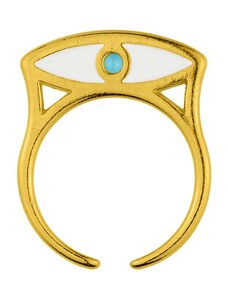 AMOR AMOR Δαχτυλίδι Από Ορείχαλκο Επιχρυσωμένο 24Κ Ματάκι PF38593
